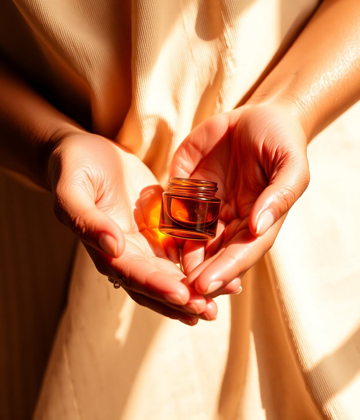 Latina founder holding a Raíces Beauty Cosmetics jar in warm light